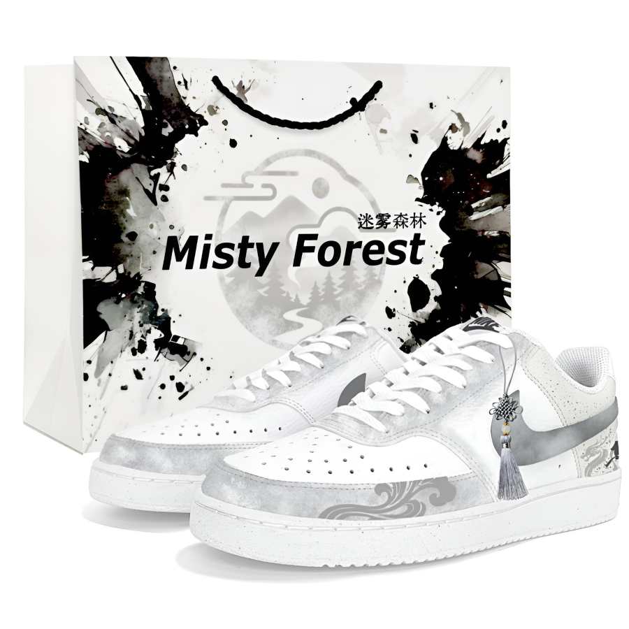 Nike Nike Court Vision 1 Ink Horse Dragon Shopping Bag Abrasion Resistant Balance Abrasion Resistant Balance Low top