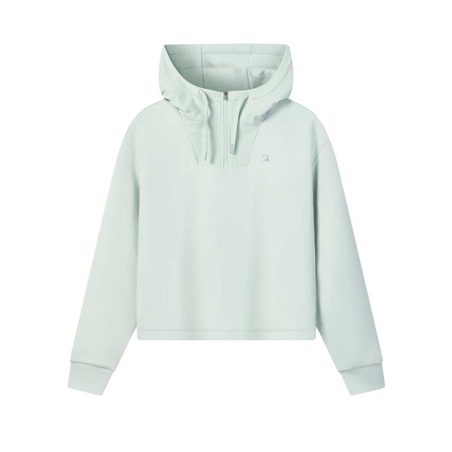 FILA WHITE Sweatshirts Women's Foam Green Hooded Moderate Regular