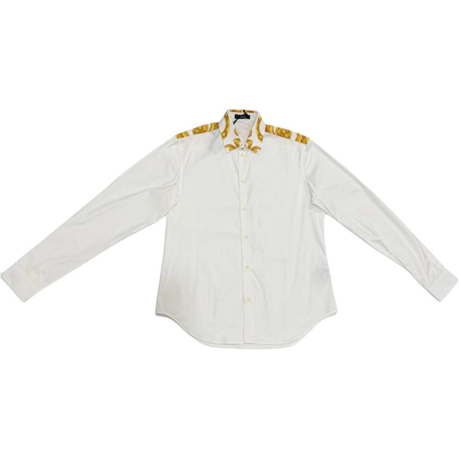 VERSACE VERSACE Shirts Men's White Lapel Moderate Straight Fit