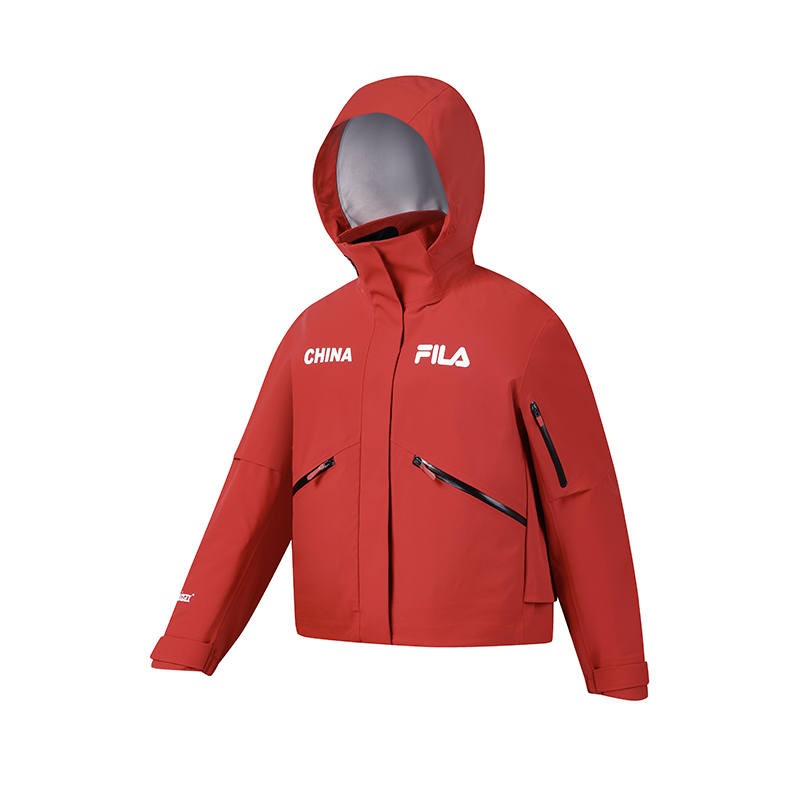 FILA EXPLORE Waterproof And Windproof To Keep Warm Windbreaker Jacket Women's Fiery Scarlet
