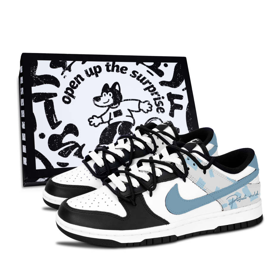 Nike Nike Dunk Black White, Light Blue, Pure Order Abrasion Resistant Low top Skateboard Shoes Unisex Blue