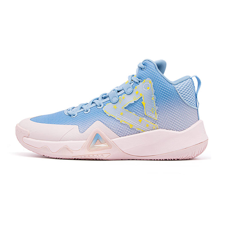 PEAK Fabric Cushioning Slip Resistant Abrasion Resistant High top Basketball Shoes Men's Blue
