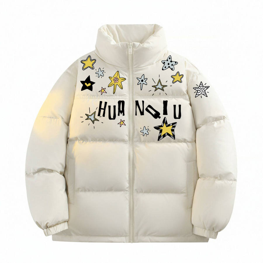 HUANQIU Down Jackets Unisex Stand Collar Thickened Puffer Jacket