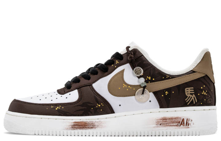 Nike Nike Air Force 1 Year Of The Horse Coverage Thermal Coverage Low top Skateboard Shoes Men's Brown Gold