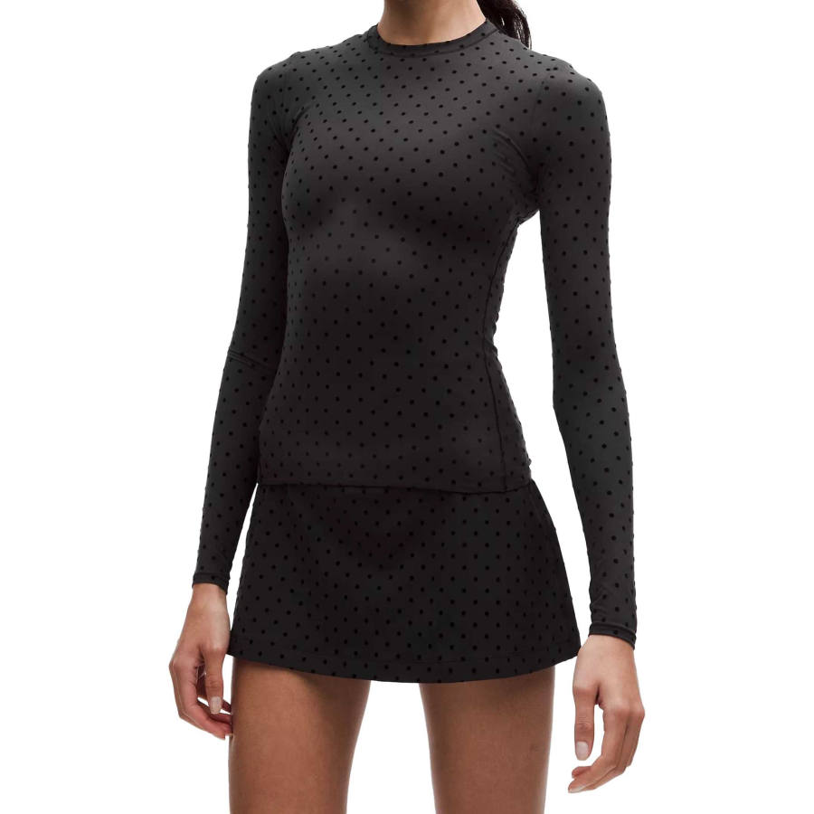 Lululemon Shirts Women's Polka Flock Black Crew Neck Moderate
