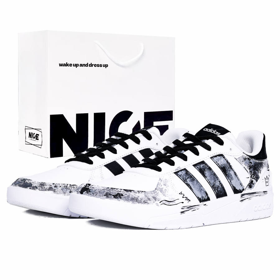 Adidas Neo Courtbeat Cushioning, Wear Resistant Low top Skateboard Shoes Unisex Gray White
