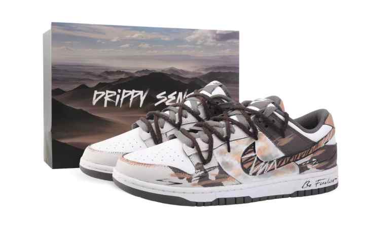 Nike Nike Dunk Drippy Kepler Cushioning Low top Skateboard Shoes Men's Brown Gray