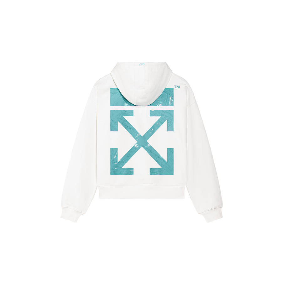 OFF-WHITE OFF WHITE Vintage American Streetwear Blue Arrow Design Fashion Trend Versatile Pullover Fleece Lined Hoodie Unisex