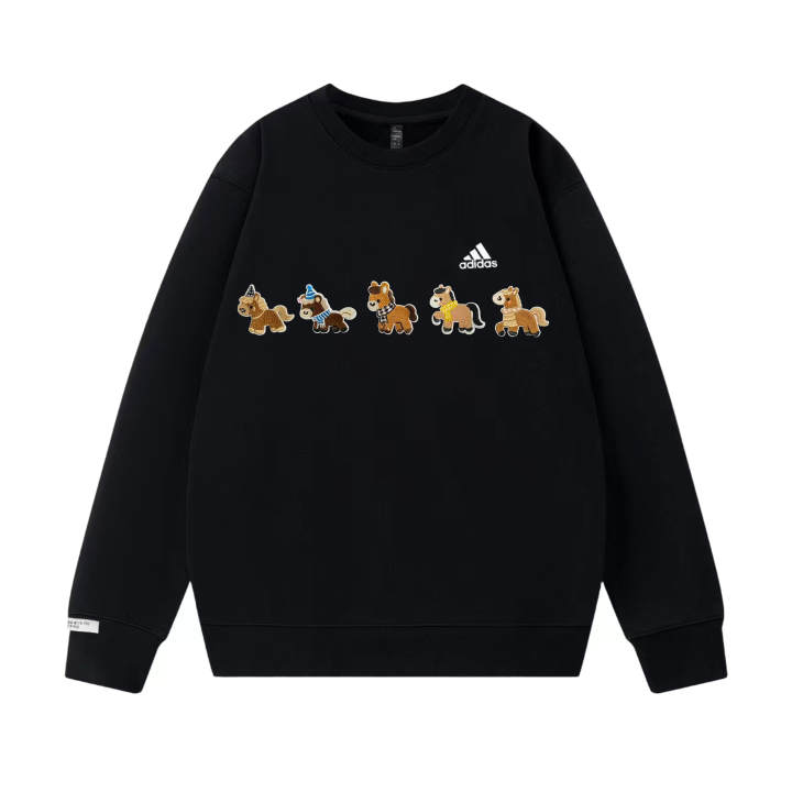 Adidas Adidas LABEL Sweatshirts Unisex Black Crew Neck Moderate
