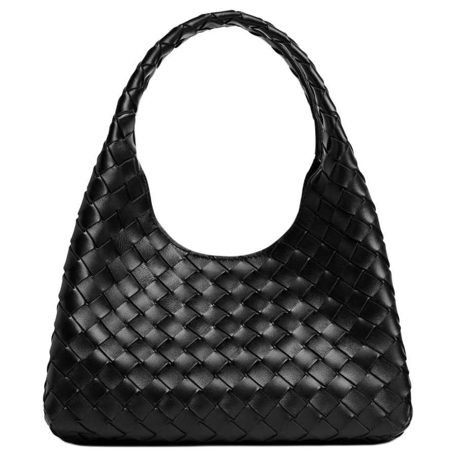 Bottega Veneta Intrecciato Lambskin Handbag Small Women's Black