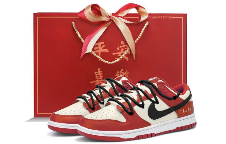 Nike Nike Dunk Low top Skateboard Shoes Unisex Red Gold