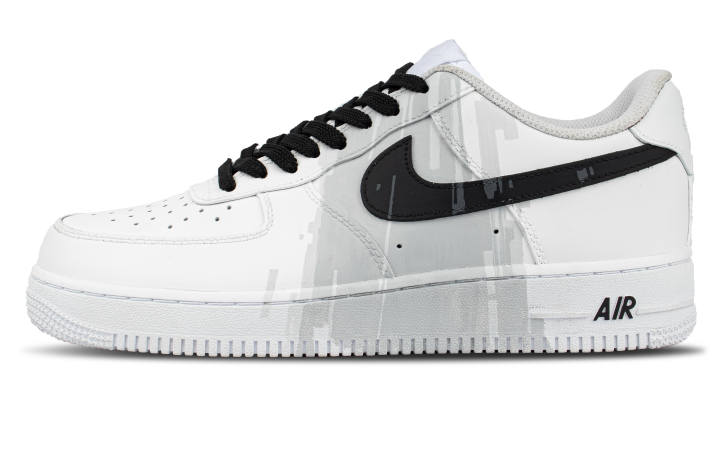Nike Nike Air Force 1 Leather Coverage Low top Skateboard Shoes Unisex Black White Gray
