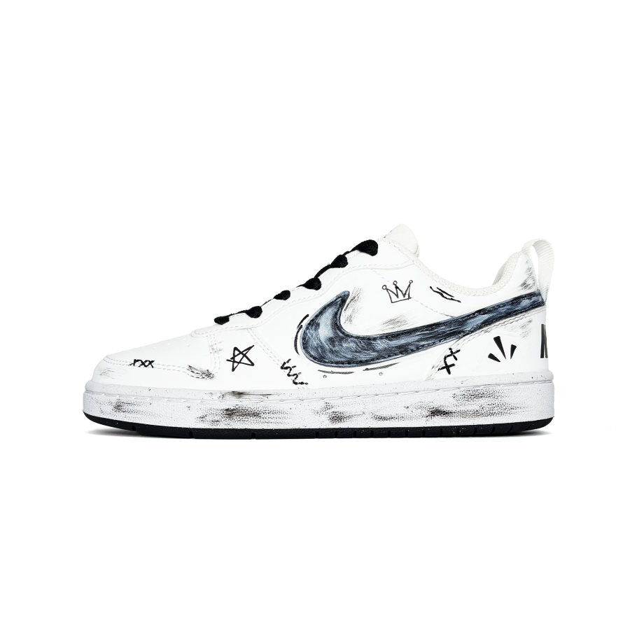 Nike Nike Court Borough Graffiti Classic Synthetic Leather Abrasion Resistant Slip Resistant Low top