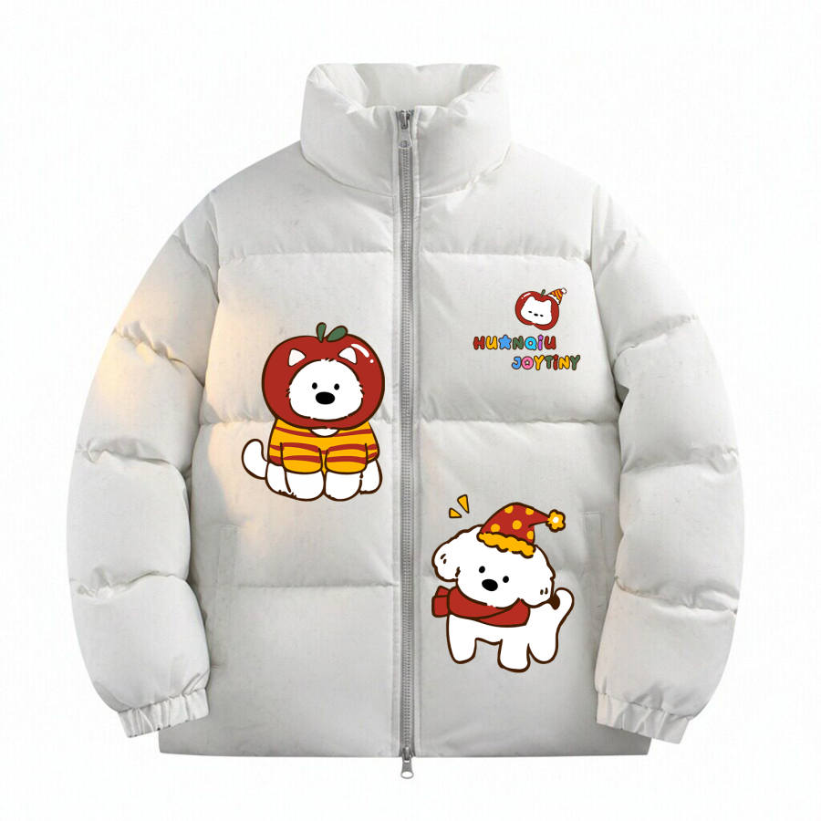 HUANQIU Puffer Jackets Unisex Stand Collar Thickened Padded Puffer Jacket