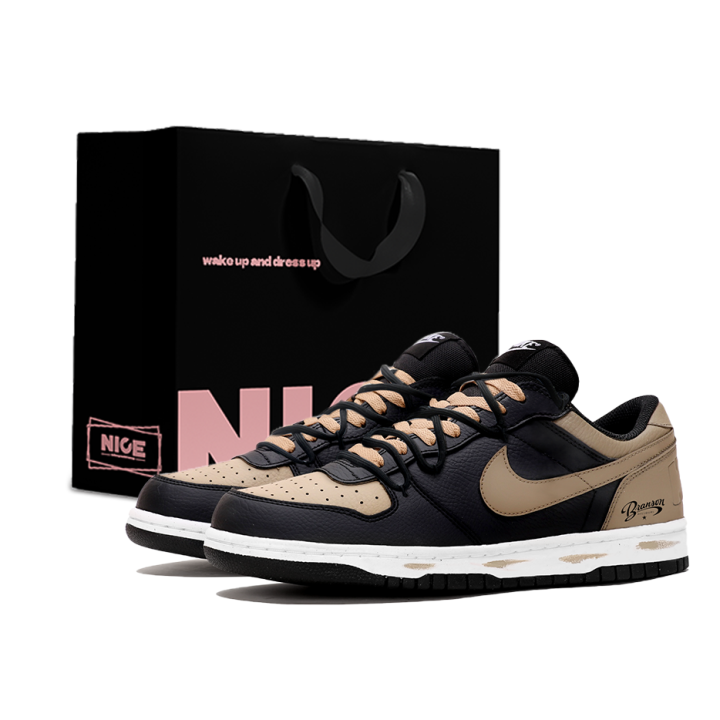Nike Nike Big Shopping Bag, Time Brown Language Leather Cushioning Low top Skateboard Shoes Men's Brown Black