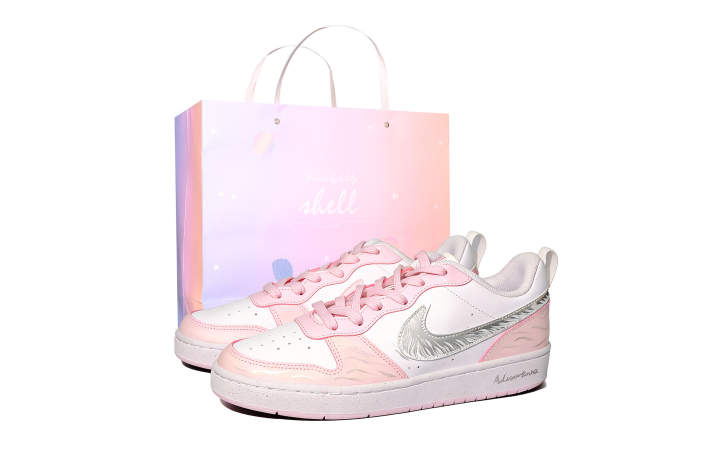 Nike Nike Court Borough Sakura Blows Snow Synthetic Leather Abrasion Resistant Slip Resistant Kids' Skateboarding Shoes Pink