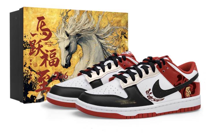 Nike Nike Dunk Low top Skateboard Shoes Unisex Red Gold
