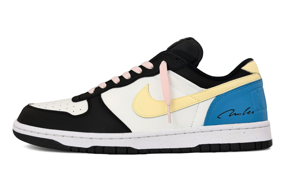Nike Nike Big Little Lightning, Hand Drawn Fashion Abrasion Resistant Low top Skateboard Shoes Men's White Blue Black
