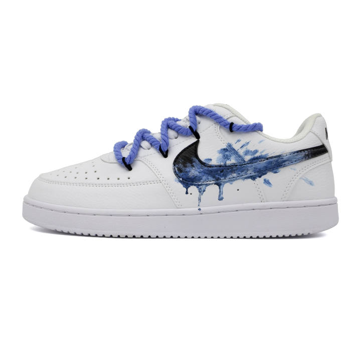 Nike Nike Court Vision Blue Melancholic 2.0 Cushioning Abrasion Resistant Slip Resistant Low top Skateboard Shoes Unisex