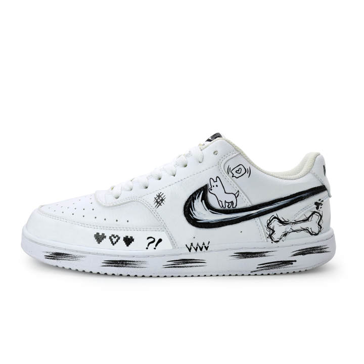 Nike Nike Court Vision 2 Line Wang Leather Wrapping, Wear Resistant And Non Slip Low top Skateboard Shoes Men's Black