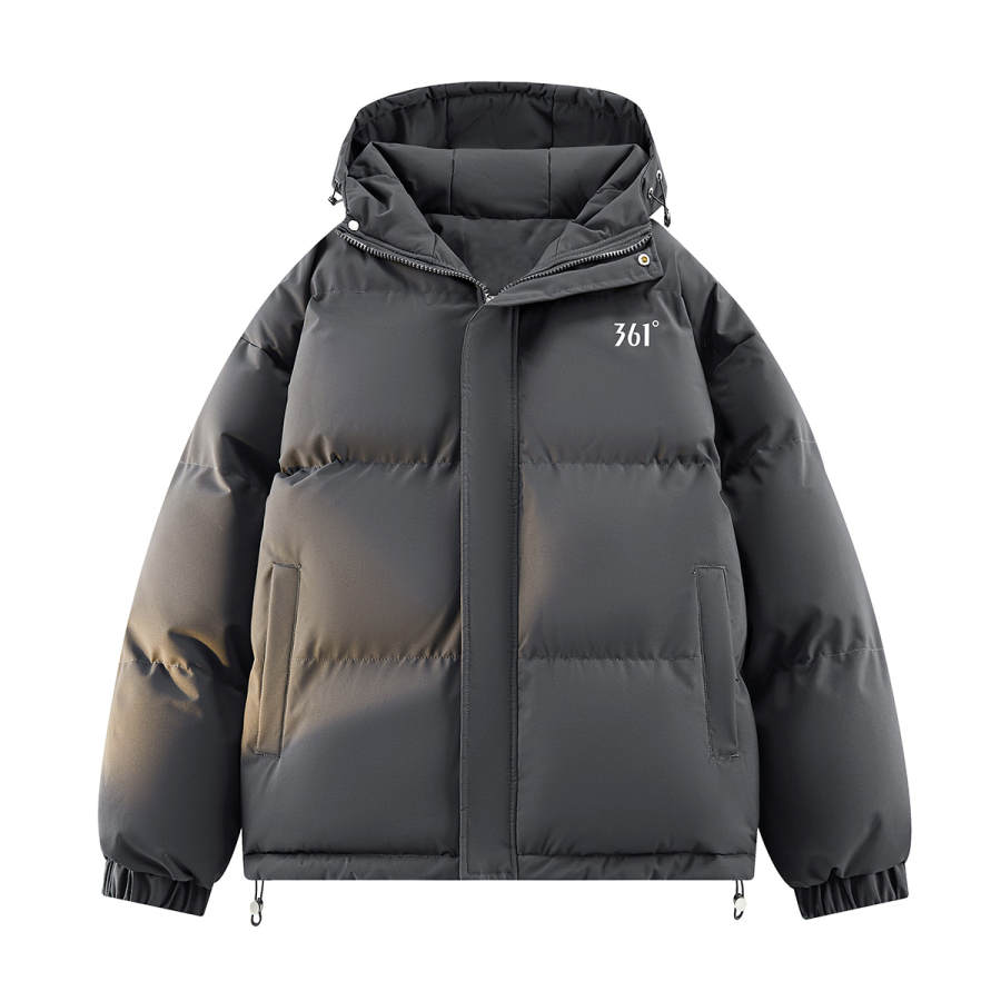 361° Puffer Jackets Unisex Meteorite Gray Hooded Thickened