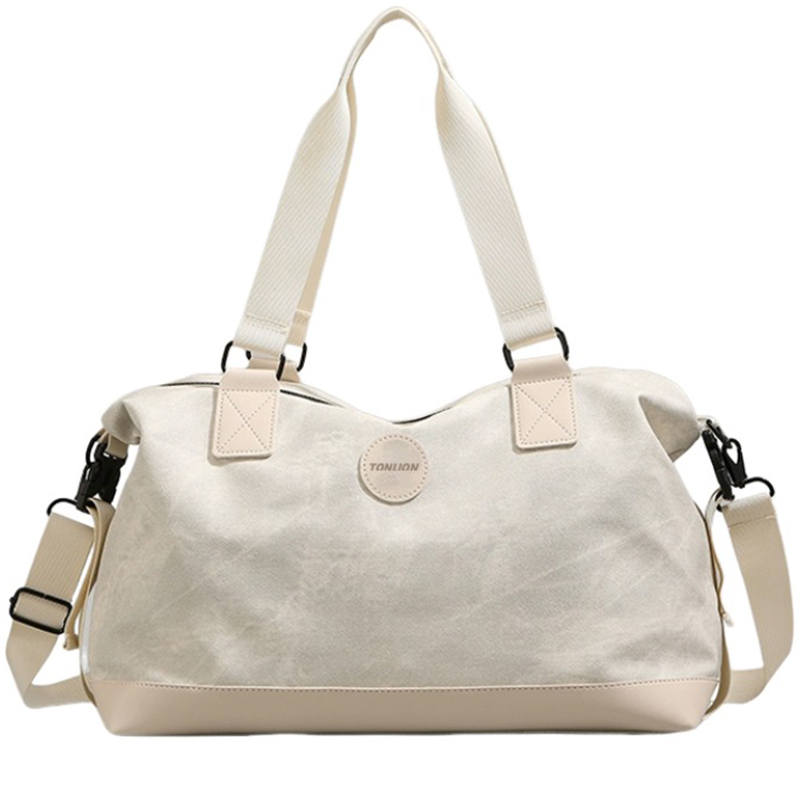 Tonlion Fabric Travel Bag Unisex Ecru/Black Gray