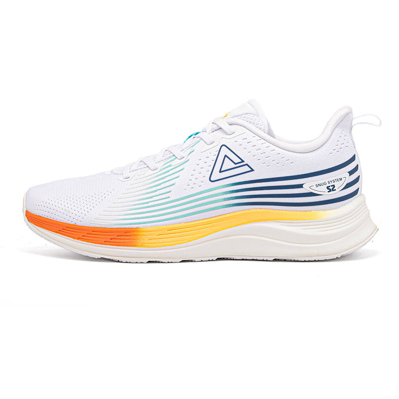 PEAK Comfortable And Breathable Cushioning, Wear Resistant Low top Running Shoes Men's White Orange Yellow