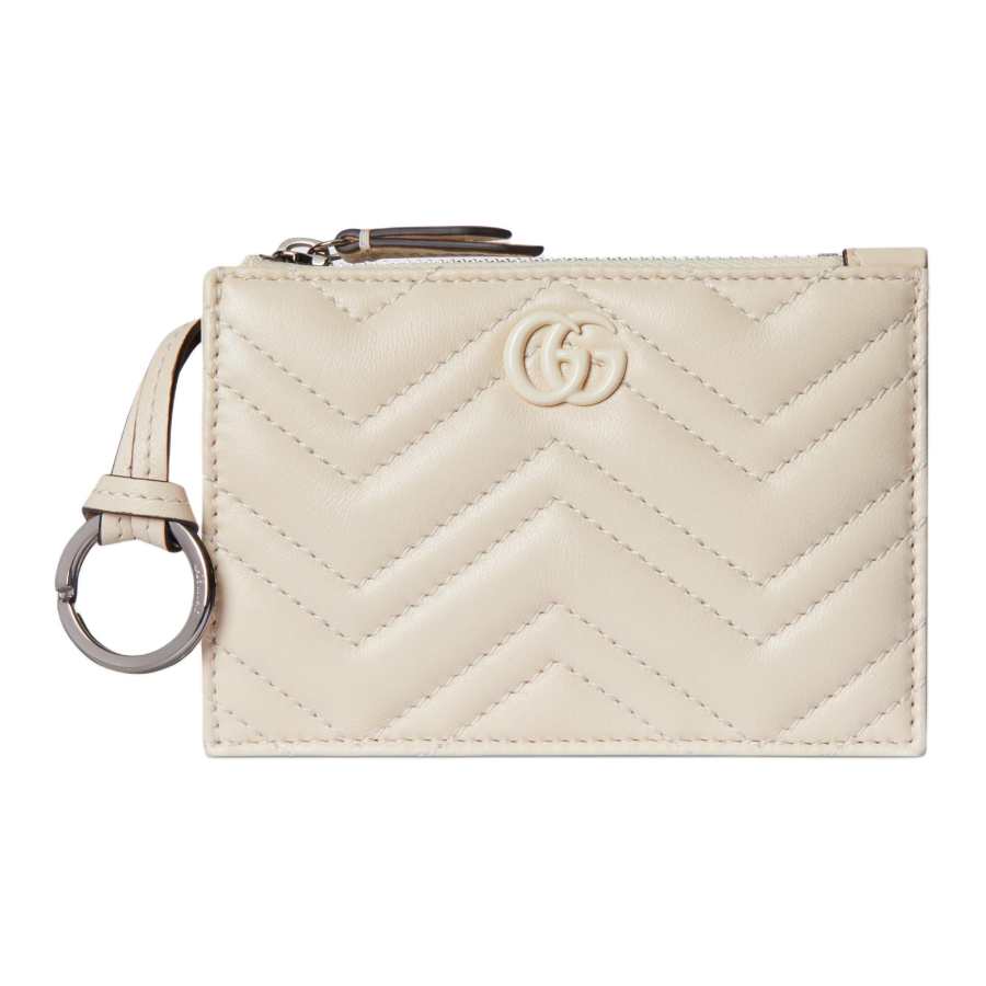 GUCCI GG Marmont Nappa Leather Key Pouch Women's Beige