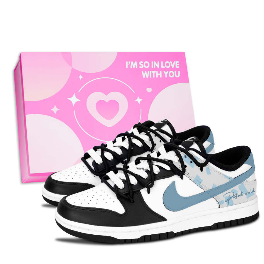 Nike Nike Dunk Black White, Light Blue, Pure Order Abrasion Resistant Low top Skateboard Shoes Unisex Blue