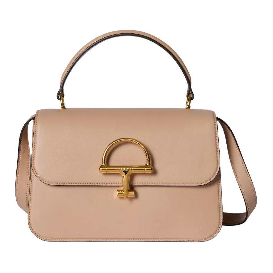 GUCCI Leather Handbag Medium Women's Pink Beige