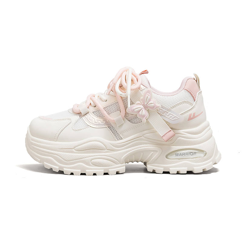 WARRIOR Slip Resistant, Abrasion Resistant, Height Increasing Low top Running Shoes Women's Beige Pink