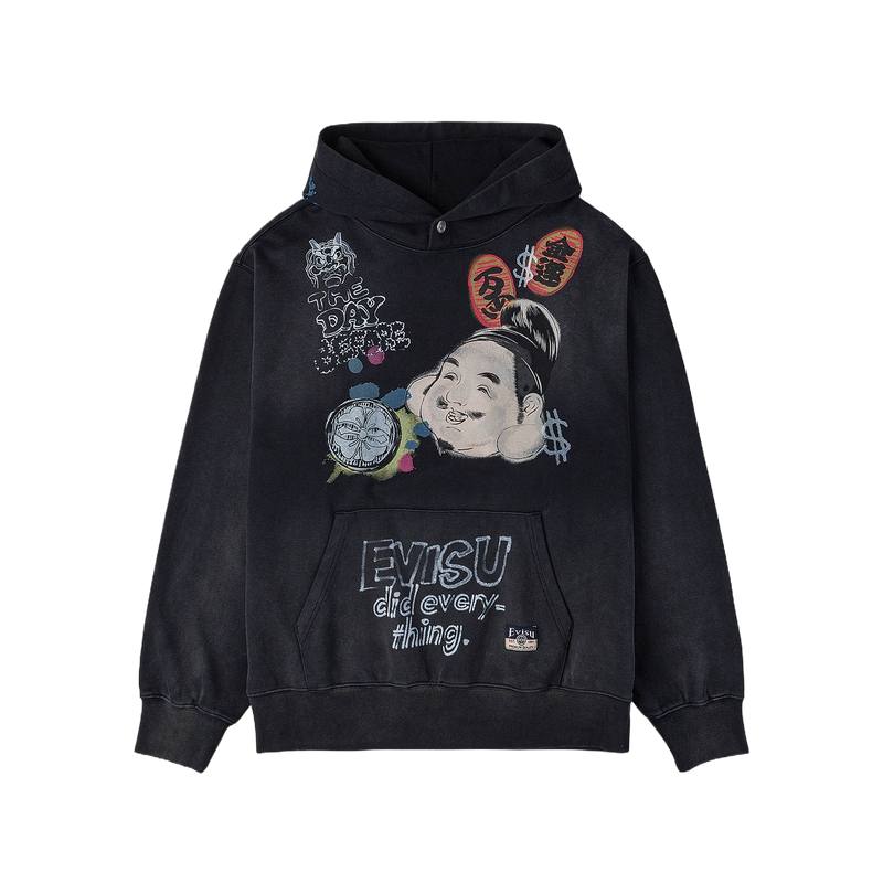 EVISU Sweatshirts Men's Charcoal Gray Hooded Moderate