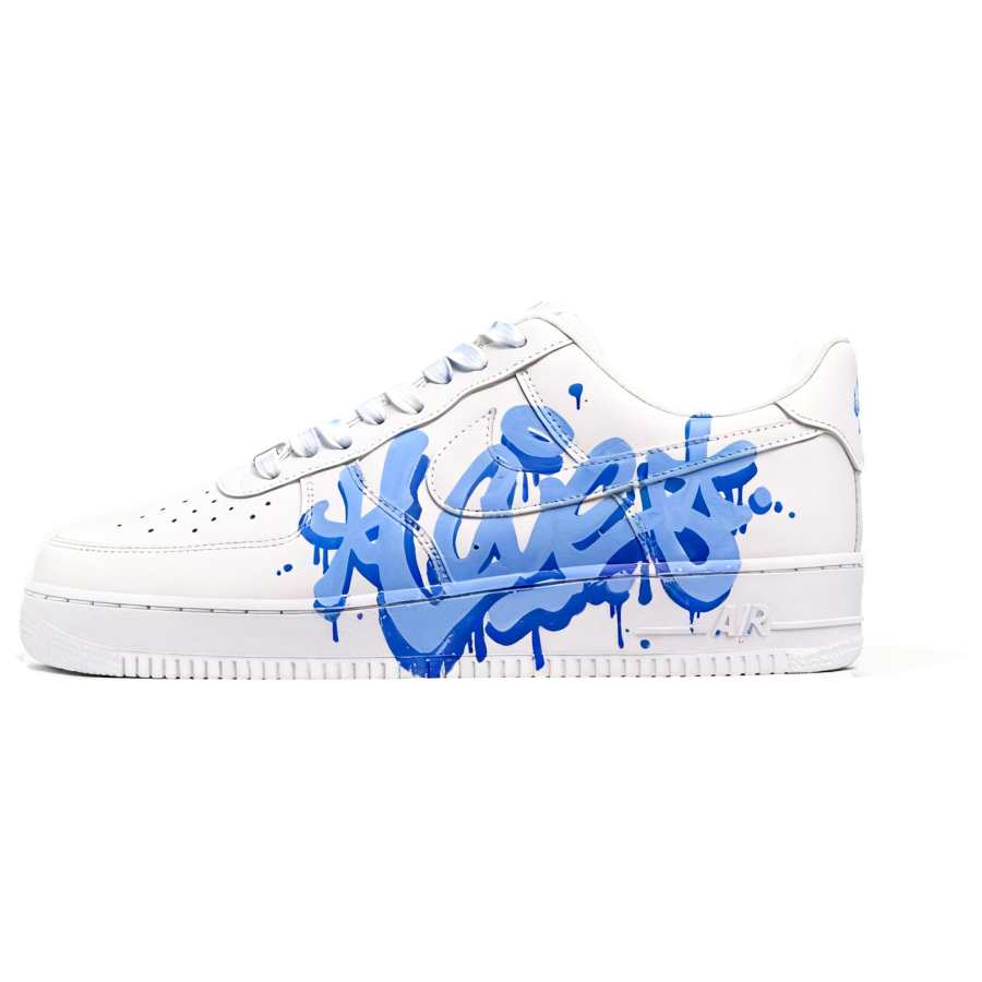 Nike Nike Air Force 1 Blue Flame Ink Splatter, Horse Year CNY Abrasion Resistant Low top Skateboard Shoes Unisex Blue