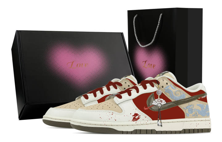 Nike Nike Dunk Winter Farewell, Heart Box Leather Low top Skateboard Shoes Men's Beige Red