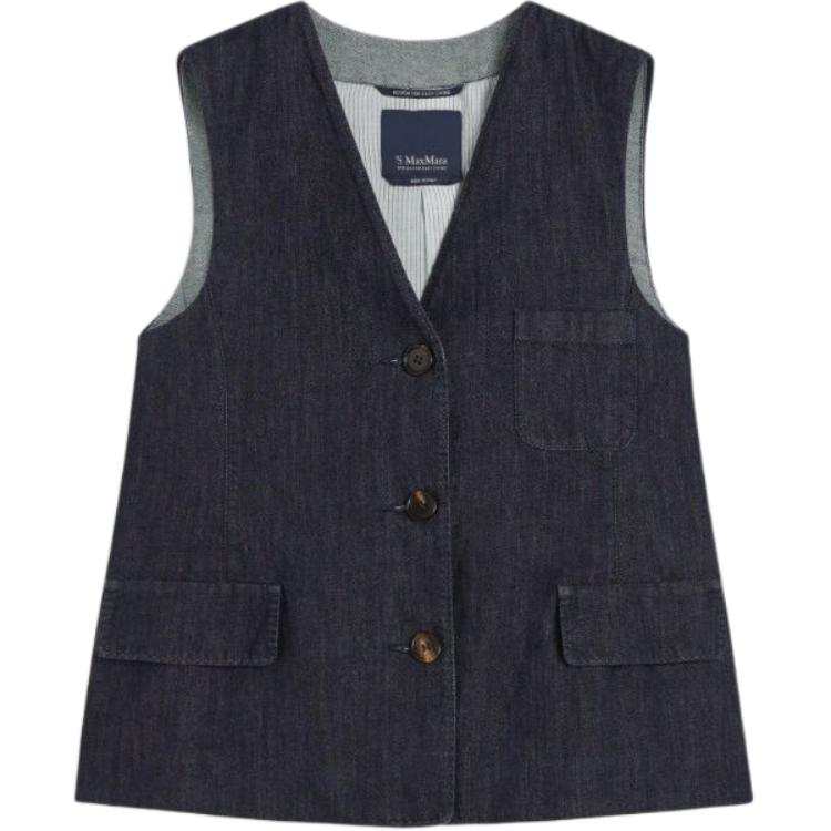 'S MAX MARA 'S Max Mara V-Neck Denim Gilet
