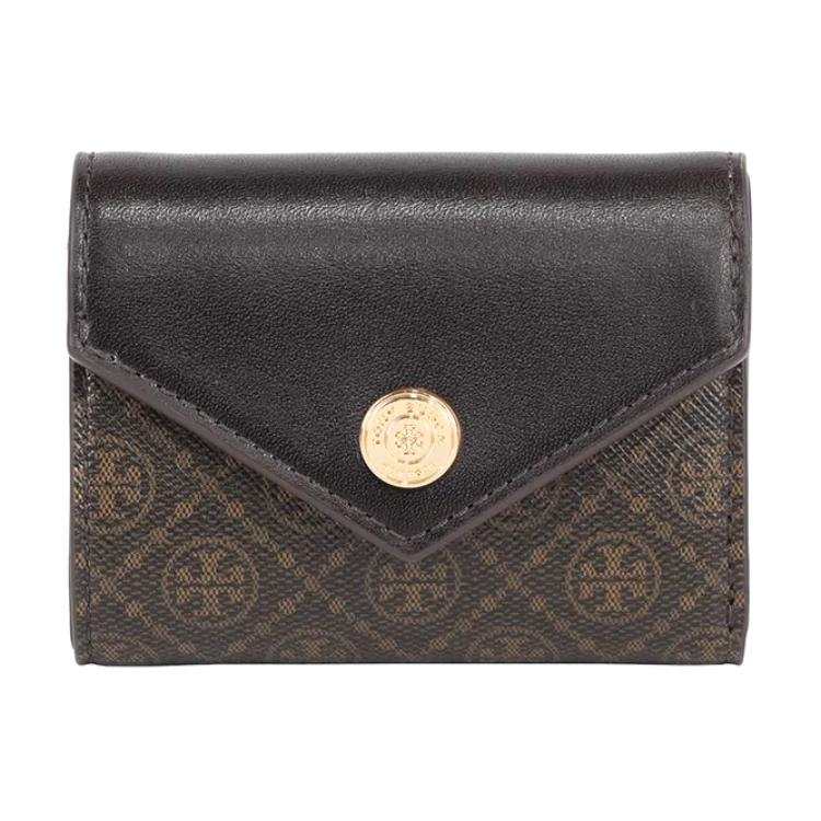 TORY BURCH T Monogram Coated Canvas Wallet Small Women's Brown