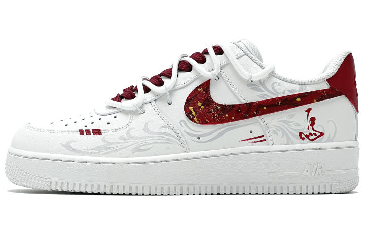 Nike Nike Air Force 1 Swift Flame Rider Abrasion Resistant Low top Kids' Skateboarding Shoes White Red Unisex
