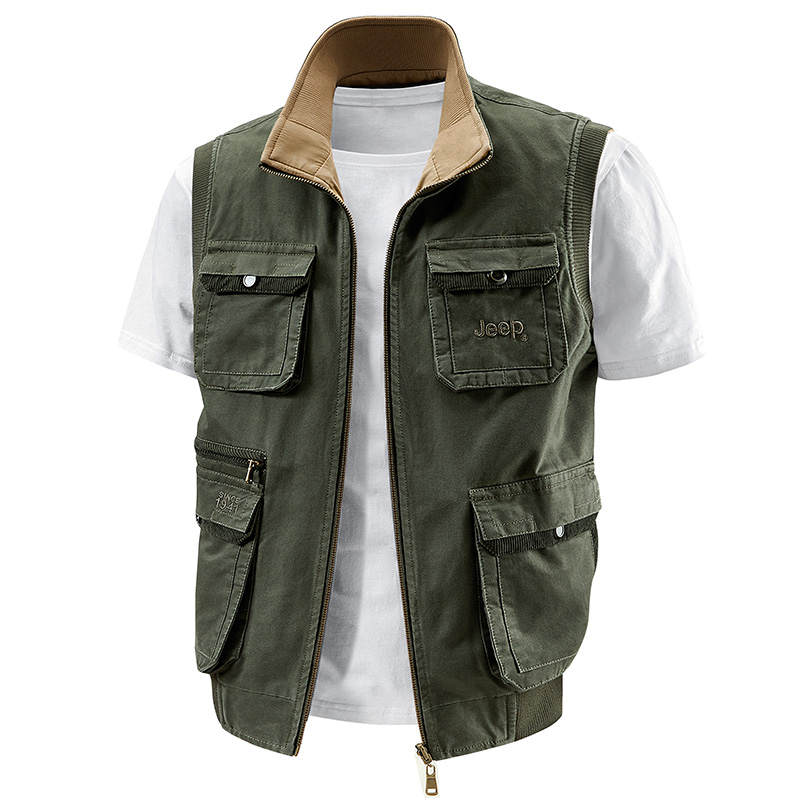 Jeep Vests Unisex Stand Collar Moderate Workwear
