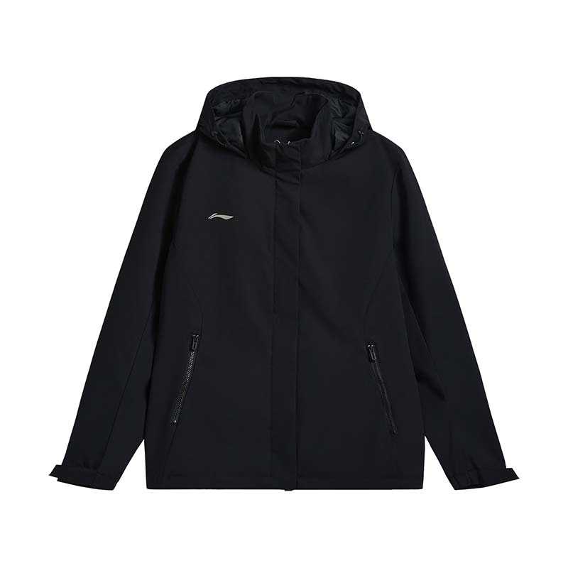 Li-Ning Li Ning Solid Color Loose Fit Fleece Lined Windproof Water Repellent Athleisure Hooded Trench Coat Women's