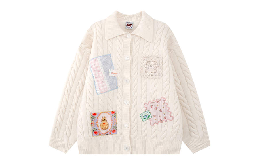 F426 Sweaters Women's Lapel Moderate Cardigan