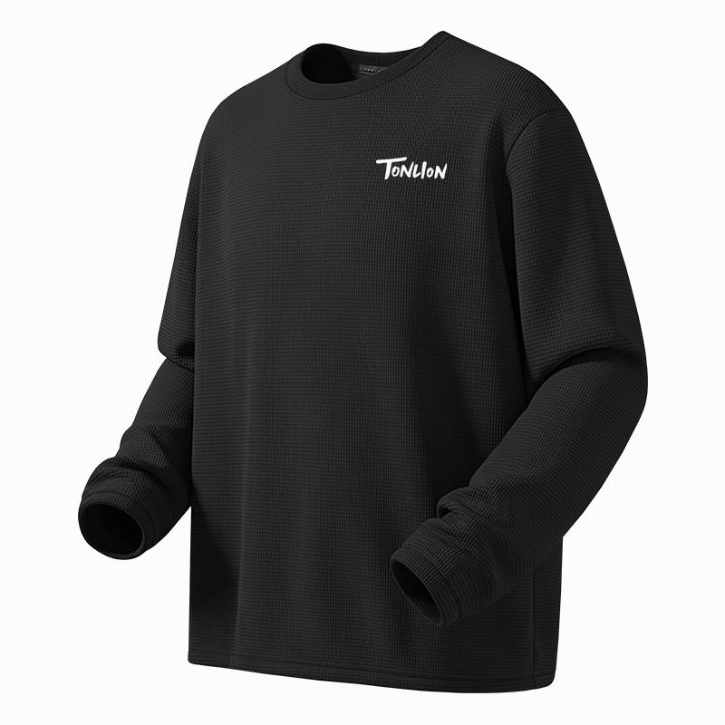 Tonlion T Shirts Unisex Crew Neck Thickened And Fleece Lined Straight Fit