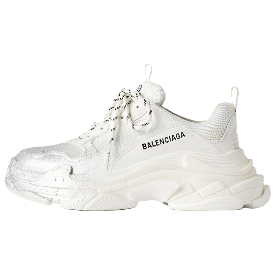 Balenciaga Triple S Low top Chunky Sneakers Women's White Silver