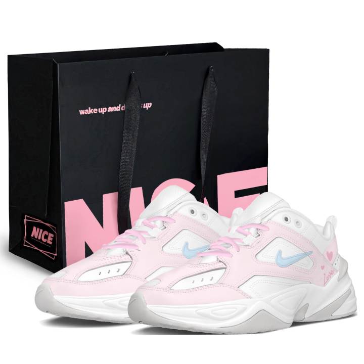 Nike Nike M2K Tekno Heartbeat Berry Abrasion Resistant Low top Chunky Sneakers Women's Pink