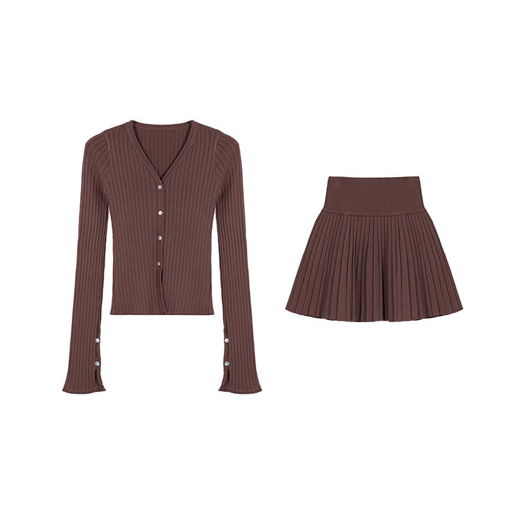 MOMMANWA Two Piece Skirt Sets Women's V Neck Moderate Short