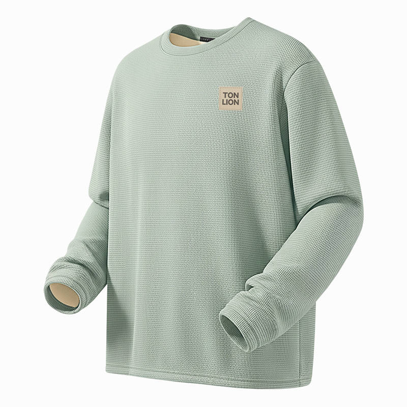 Tonlion T Shirts Unisex Crew Neck Thickened And Fleece Lined Straight Fit