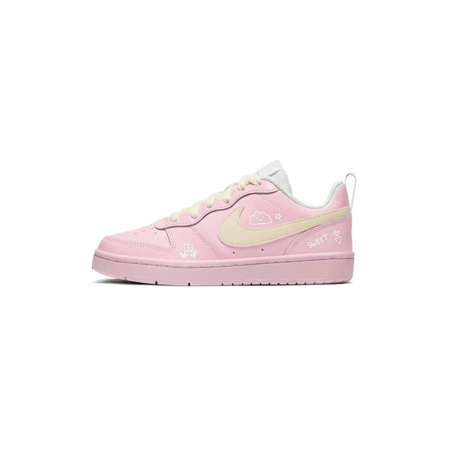 Nike Nike Court Borough 2 Heart Cloud Sweetheart Leather Slip Resistant Abrasion Resistant Low top Kids' Skateboarding Shoes