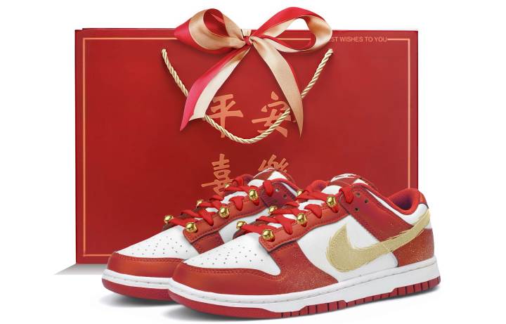 Nike Nike Dunk Low top Skateboard Shoes Unisex Red Gold