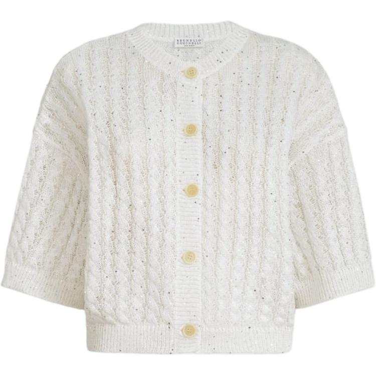 Brunello Cucinelli Brunello Cucinelli Dazzling Cable Openwork Cardigan