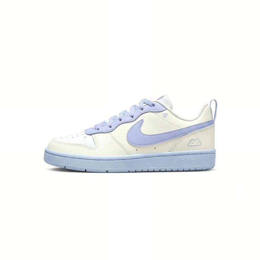 Nike Nike Court Borough 2 Lavender Island Leather Abrasion Resistant Slip Resistant Low top Kids' Skateboarding Shoes