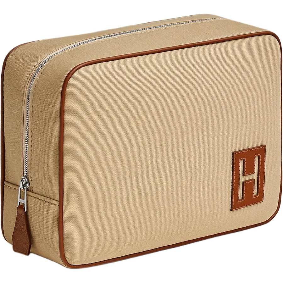 HERMES Cotton Travel Storage Bag Women's 01Blanc Pure White